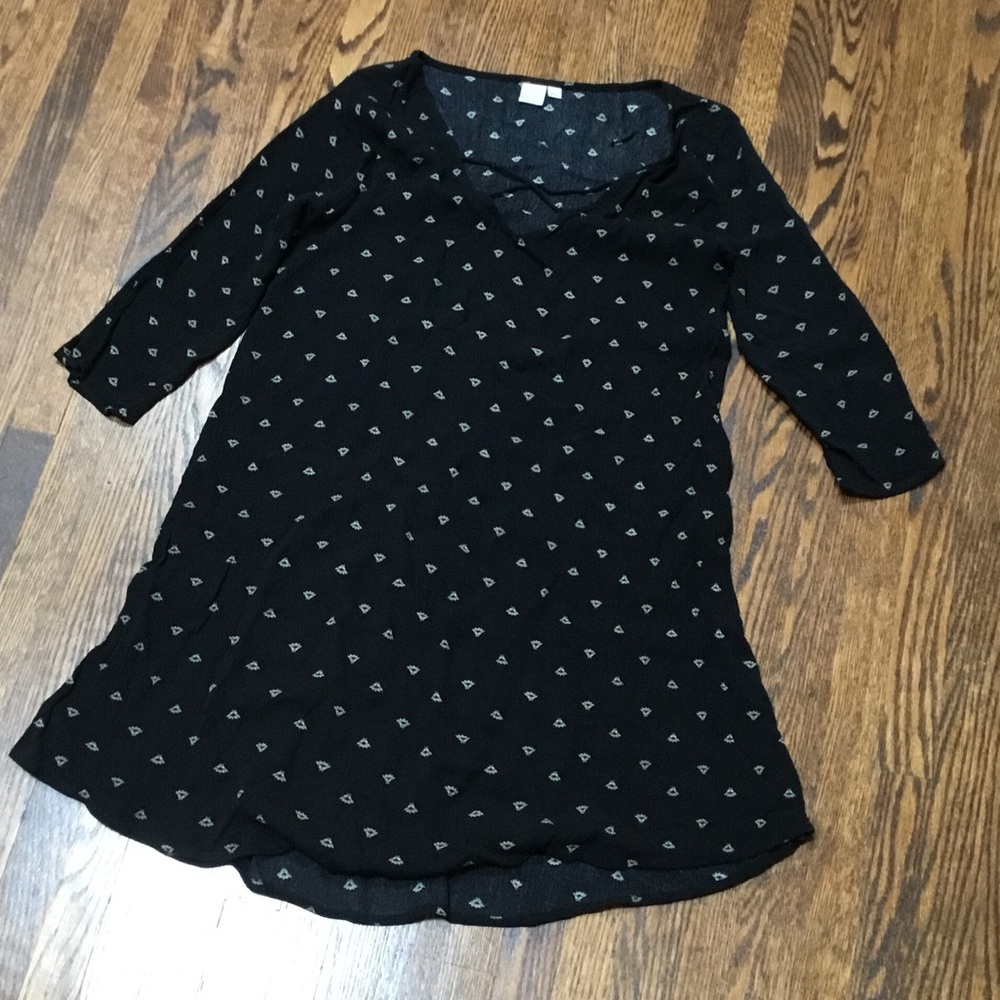 twik Black V-Neck Printed Tunic Top